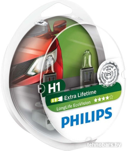 Галогенная лампа Philips H1 LongLife EcoVision 2шт фото 3
