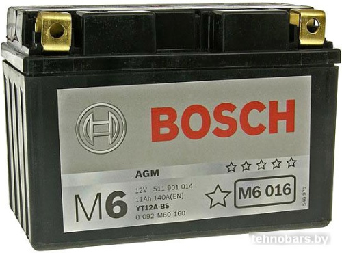 Мотоциклетный аккумулятор Bosch M6 YT12A-4/YT12A-BS 511 901 014 (11 А·ч) фото 3